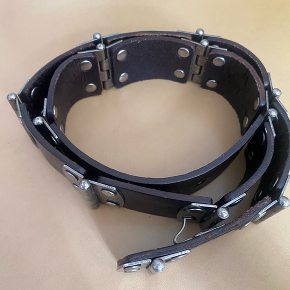 Nicole Miller Black and Silver Leather Belt with Studs - Picture 1 of 7